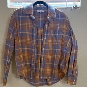 Madewell Plaid Button-Down Shirt in Blue, Brown & Yellow